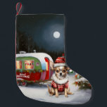 Petite Chaussette De Noël Winter Chihuahua Caravan Christmas Adventure<br><div class="desc">Laissez-vous tenter par la magie d'une nuit d'hiver enneigée alors qu'une caravane glisse gracieusement à travers le paysage illuminé par la lune. La beauté sereine de la neige scintillante et l'éclat enchanteur de la lune créent une scène captivante, promettant une aventure de Noël inoubliable remplie de chaleur, de joie et...</div>