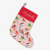 Petite Chaussette De Noël Winter Christmas Birds Personalized Kids (Devant (Accrochage))