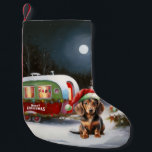 Petite Chaussette De Noël Winter Dachshund Caravan Christmas Adventure<br><div class="desc">Laissez-vous tenter par la magie d'une nuit d'hiver enneigée alors qu'une caravane glisse gracieusement à travers le paysage illuminé par la lune. La beauté sereine de la neige scintillante et l'éclat enchanteur de la lune créent une scène captivante, promettant une aventure de Noël inoubliable remplie de chaleur, de joie et...</div>