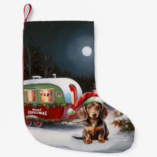 Petite Chaussette De Noël Winter Dachshund Caravan Christmas Adventure (Devant)