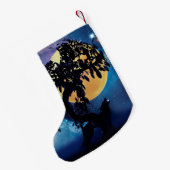 Petite Chaussette De Noël Wolf hurle sur la lune (Dos (Accrochage))