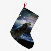 Petite Chaussette De Noël Wolf hurle sur la lune (Devant (Accrochage))