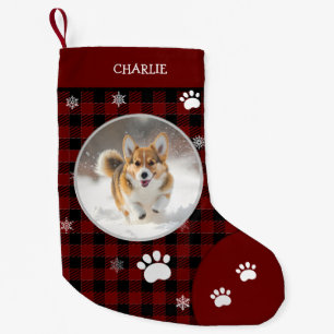 Petite Chaussette De Noël Xmas Funny chien mignon Petit rouge noir photo pla