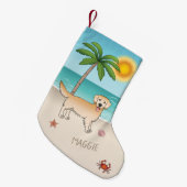 Petite Chaussette De Noël Yellow Golden Retriever À Une Plage Tropicale D'Ét (Devant (Accrochage))