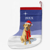 Petite Chaussette De Noël Yellow Labrador Retriever Santa Hat & Scarf (Dos)