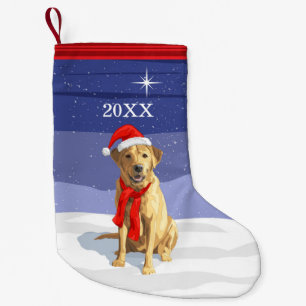 Petite Chaussette De Noël Yellow Labrador Retriever Santa Hat & Scarf