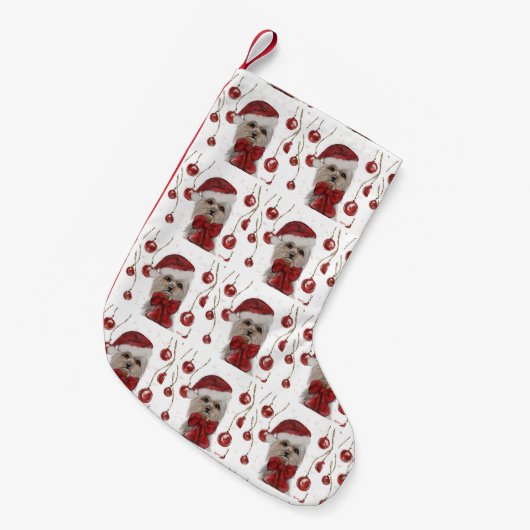 PETITE CHAUSSETTE DE NOËL YORKSHIRE TERRIER  (Devant (Accrochage))