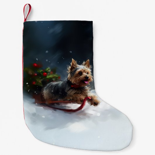 Petite Chaussette De Noël Yorkshire Terrier neige de Noël hiver (Devant)