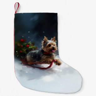 Petite Chaussette De Noël Yorkshire Terrier Noël neige hiver