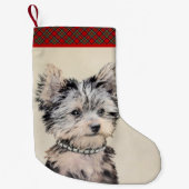 Petite Chaussette De Noël Yorkshire Terrier Puppy Peinture Chien original (Devant)