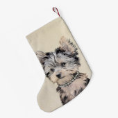 Petite Chaussette De Noël Yorkshire Terrier Puppy Peinture originale Chien (Dos (Accrochage))