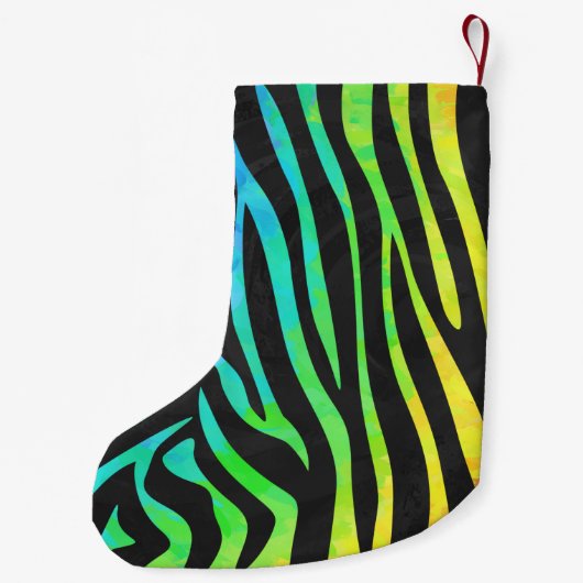 Petite Chaussette De Noël Zebra Black et Rainbow Print (Dos)