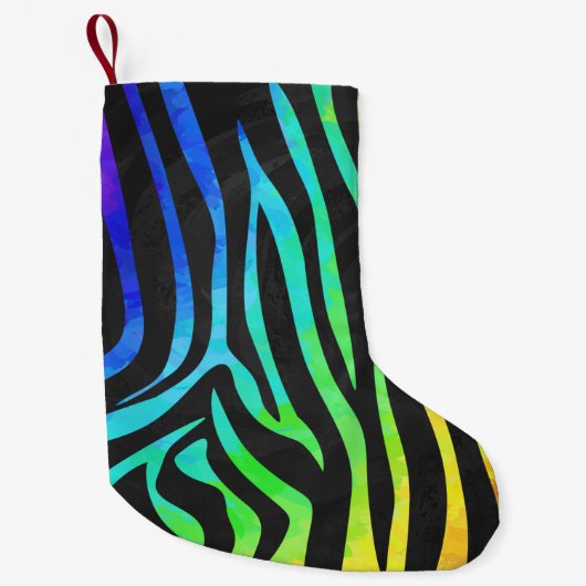 Petite Chaussette De Noël Zebra Black et Rainbow Print (Devant)