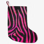 Petite Chaussette De Noël Zebra noir et rose chaud (Devant)