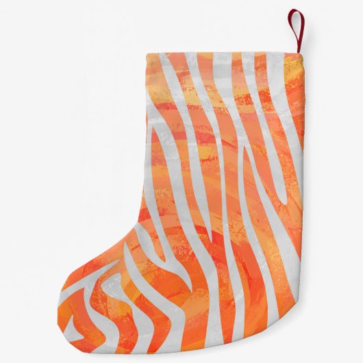 Petite Chaussette De Noël Zebra Orange and White Print (Dos)
