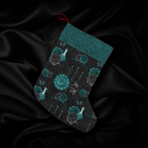 Petite Chaussette De Noël Zodiac Magie   Turquoise foncé vert crâne gothique