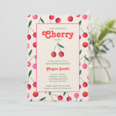 Petite Cherry Retro fille Baby shower Invitation : (Debout devant)