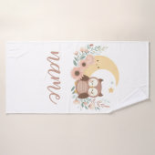 Petite chouette avec lune (Serviette de bain)