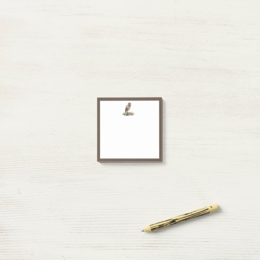 Petite chouette rustique en bois Notes post-it (Sur un bureau)