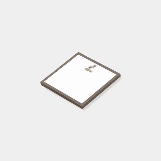 Petite chouette rustique en bois Notes post-it (Incliné)