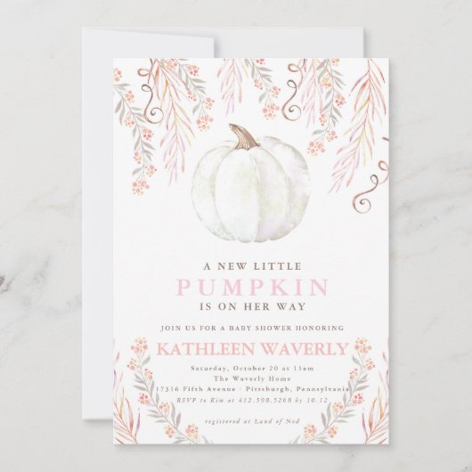 Petite Citrouille Baby shower d'automne Invitation (Devant)