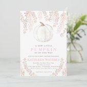 Petite Citrouille Baby shower d'automne Invitation (Debout devant)
