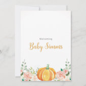Petite Citrouille Baby shower d'automne Invitation (Dos)