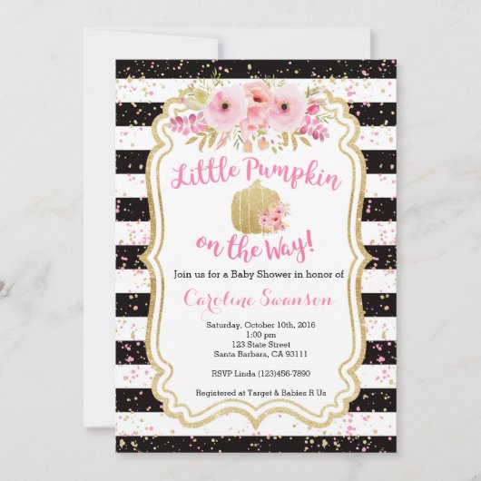 Petite Citrouille en route, Baby shower Invitation (Devant)