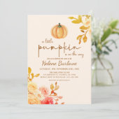 Petite Citrouille Floral Baby shower Invitation (Debout devant)