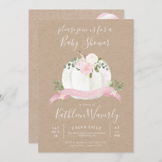 Petite Citrouille Invitation Baby shower d'automne (Devant / Derrière)