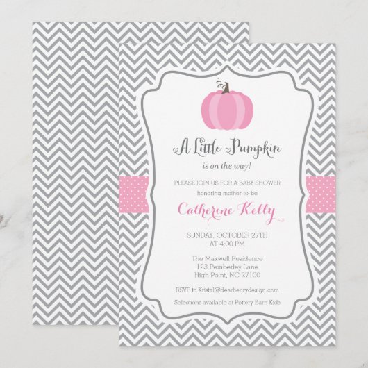 Petite Citrouille Invitation Baby shower d'automne (Devant / Derrière)