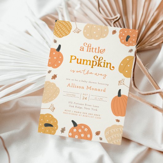 Petite Citrouille Invitation Baby shower d'automne