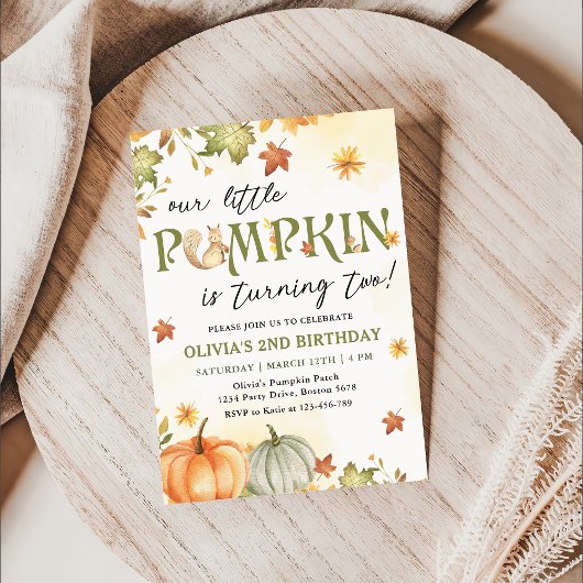Petite Citrouille Invitation de fête du 2e anniver