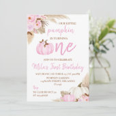 Petite Citrouille rose première invitation anniver (Debout devant)