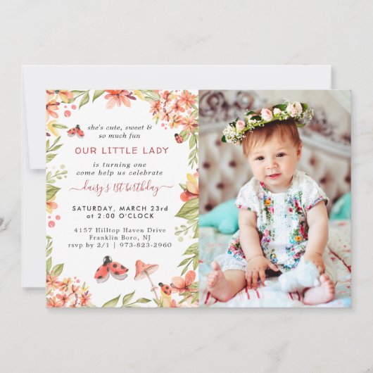 Petite Coccinelle | Invitation à une fête d'annive (Devant)