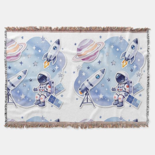 Petite couverture confortable d'astronaute bleue p (Devant)