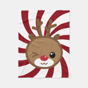 Petite couverture en polaire Kawaii Reindeer