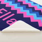 Petite couverture sherpa à monogramme chevron bleu (3/4)