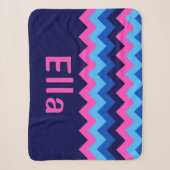 Petite couverture sherpa à monogramme chevron bleu (Devant)