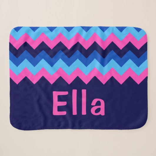 Petite couverture sherpa à monogramme chevron bleu (Devant (Horizontal))