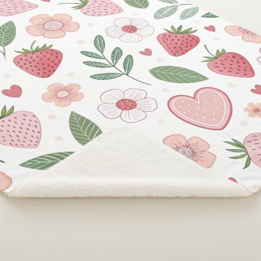 Petite couverture sherpa à motif de fraise (3/4)