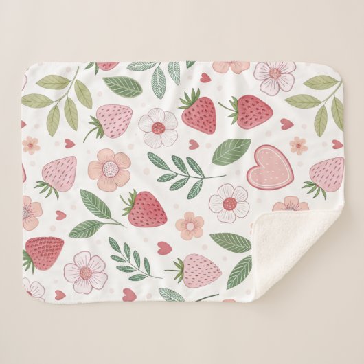 Petite couverture sherpa à motif de fraise (Devant (Horizontal))