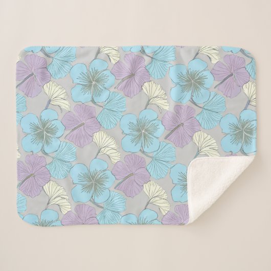 "Petite couverture Sherpa - Clover bleu et violet" (Devant (Horizontal))