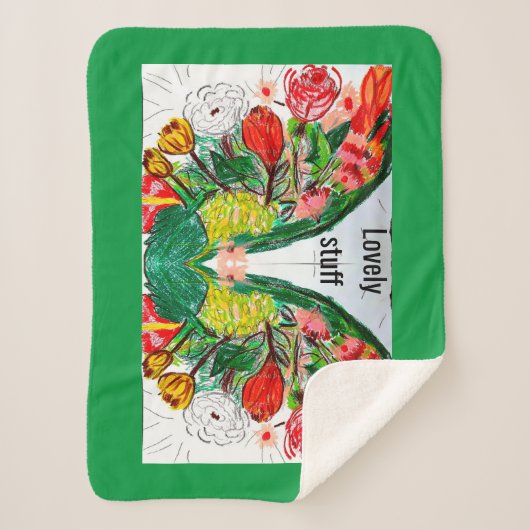 Petite couverture Sherpa en polaire Concombre (Devant)