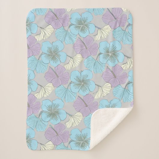 “Petite couverture Sherpa – Trèfle bleu et violet” (Devant)