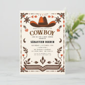 Petite Cowboy Baby shower moderne Invitation (Debout devant)