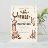 Petite Cowboy Baby shower moderne Invitation (Debout devant)