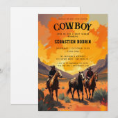 Petite Cowboy Baby shower moderne Invitation (Devant / Derrière)