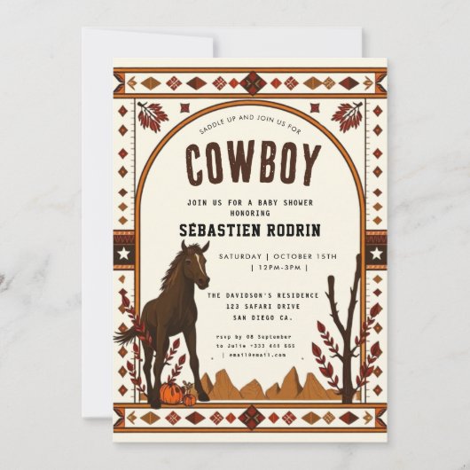 Petite Cowboy Baby shower moderne Invitation (Devant)