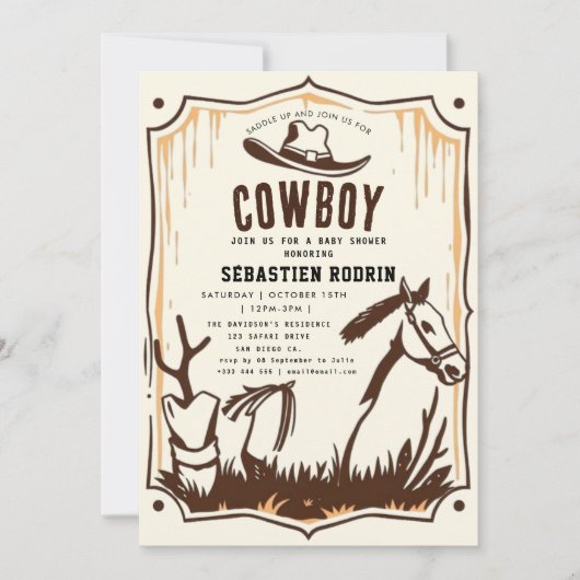 Petite Cowboy Baby shower moderne Invitation (Devant)